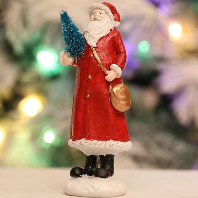 Christmas Figurine Figure Decors Resin Santa Clauses Statue Christmas Decorative Figurine Table Centerpieces for Holiday