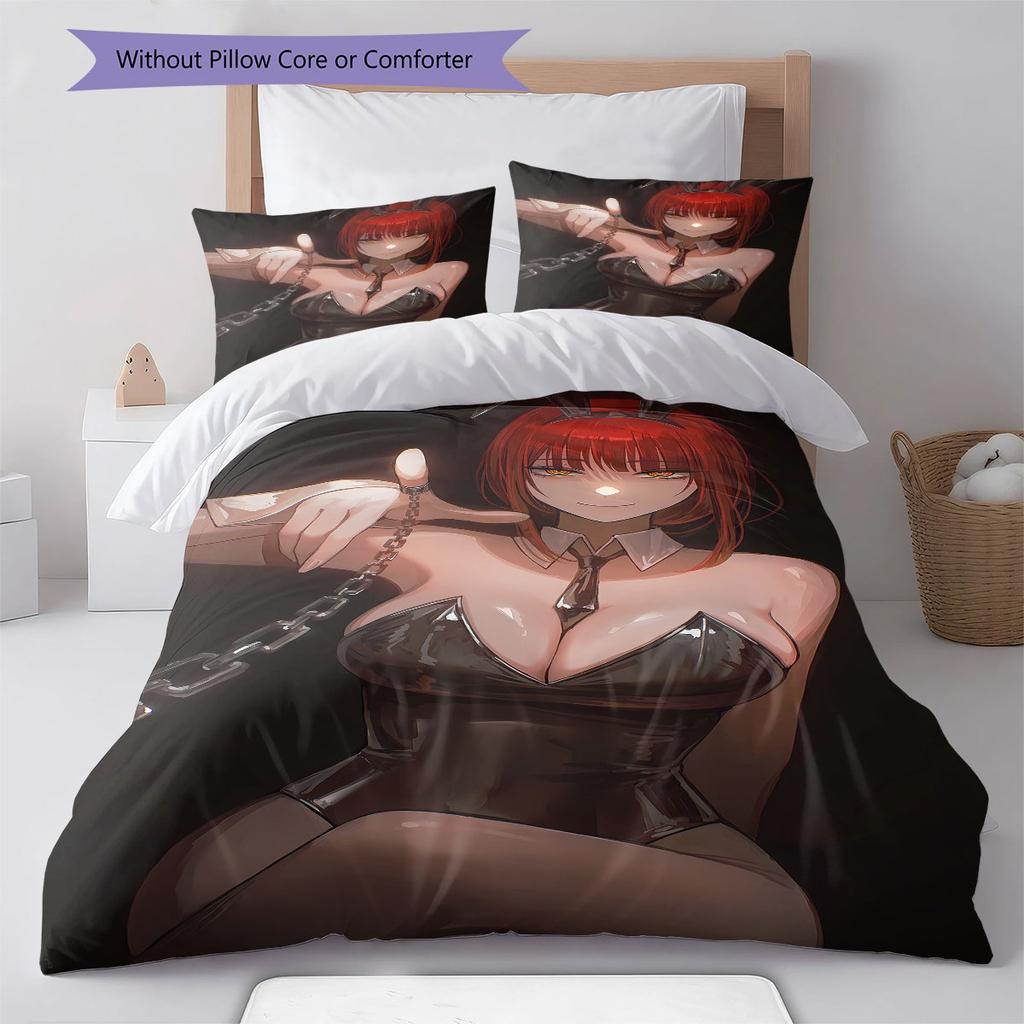 Makima Pattern Bedding,Quilt Set Quilt Cover Pillowcase Home Birthday Gift(1 * duvet cover + 2 * pillowcase, without core)