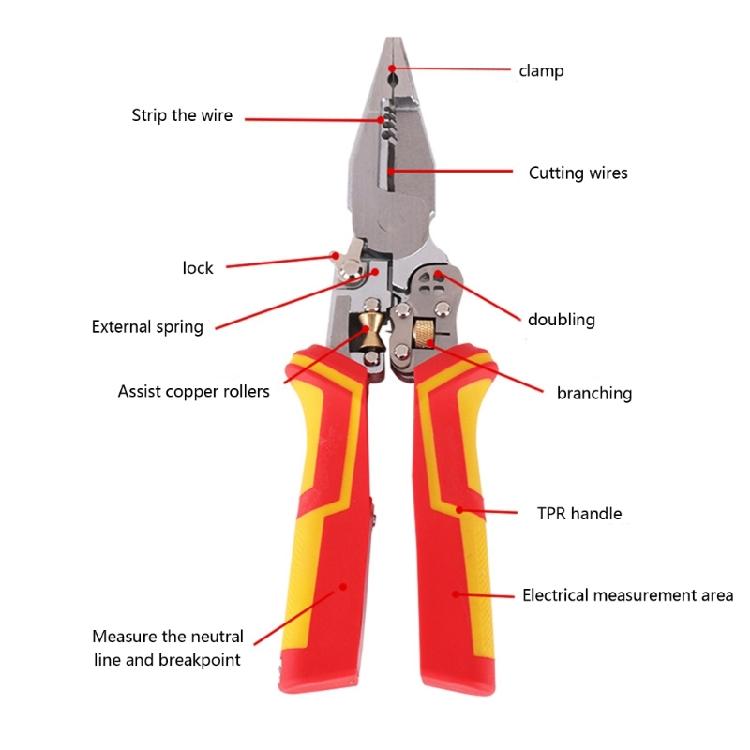 Wire Stripper Tool Wire Stripper Wire Crimper Wire Crimping Tool Multifunctional Electrician Pliers for Clamping
