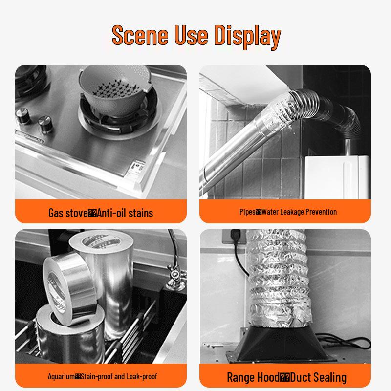 Wasserdichtes Selbstklebeband aus Aluminiumfolie: Schimmelresistent, Schwer entflammbar, Hochtemperaturbeständig zur Abdichtung von Küche & Bad.