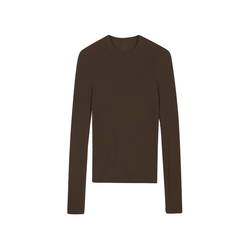 LESS Women's Lambswool Round Neck Pullover Sweater