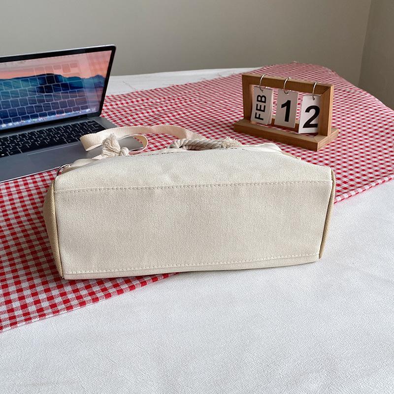 Women Canvas Tote Bag Large Capacity Shoulder Crossbody Bag Casual Letter Print Handbag Rope Handle Shopping Travel Tote