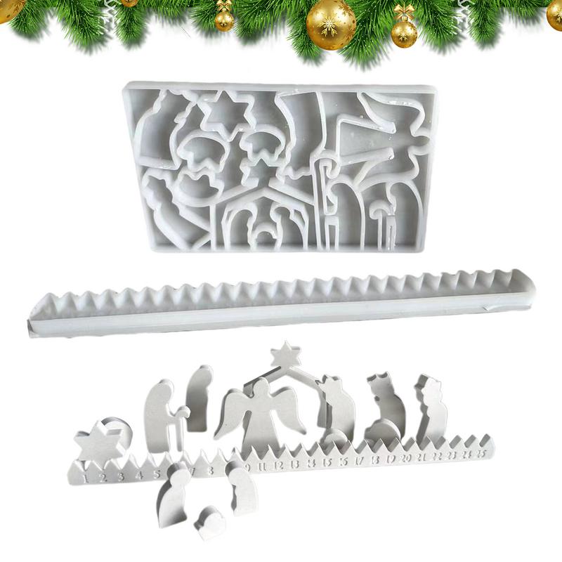 Advent Nativity Scene Silicone Mold Christmas Countdown Advent Calendar Resin Casting Molds Plaster Clay Wax Resin Art Craft