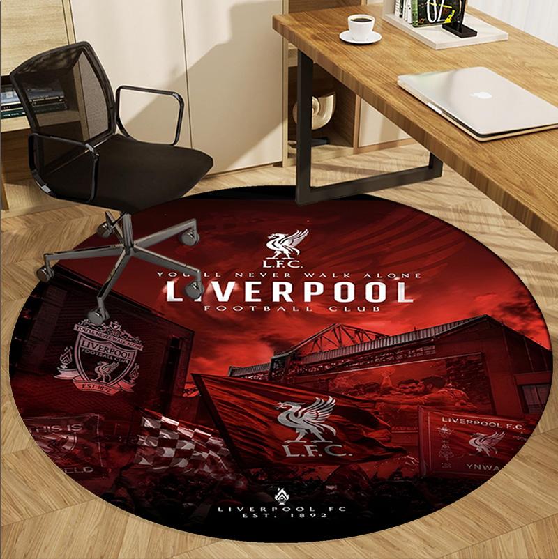 Liverpool F.C Pattern Round Rug, Indoor/Outdoor Mat, for Picnic, Gameroom, Bedroom, Office, Living Room, Home Decor Carpet, Birthday Gift
