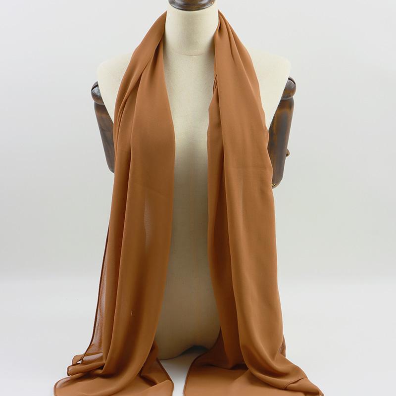 Fashion Pearl Chiffon Hijab Shawls Of Muslim Women Solid Color Head Wraps Scarf For Ladies