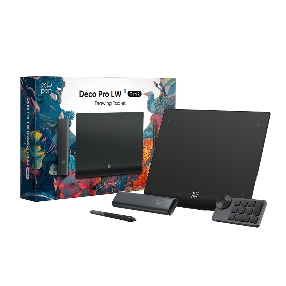 XPPen X3 Pro Pen 16K Levels of Pressure 11x7 Device Wireless Drawing Software Compatible with and for Illustration and Video Deco Pro LW Tablet,