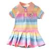 Sommer Baby Jenter Søt Bunny Decoration Dress Little Girl Rainbow kortermet prinsessekjole