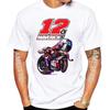 Nuova Maglietta Estiva Unisex a Manica Corta Maverick Vinales 12 Gp Race Riding Sportiva per Ragazzo Hip Hop Casual Top Bianchi Magliette da Motociclista