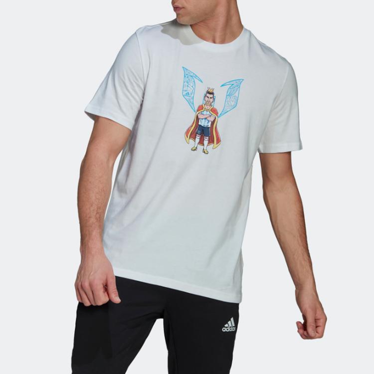 Adidas Messi Series 3K Football Sports Round Neck Short Sleeve T-Shirt Men Tops White HA0902