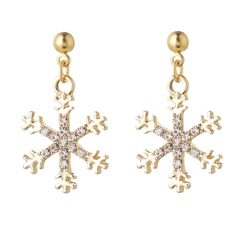 Versatile Full Diamond Snowflake Christmas Stud Earrings