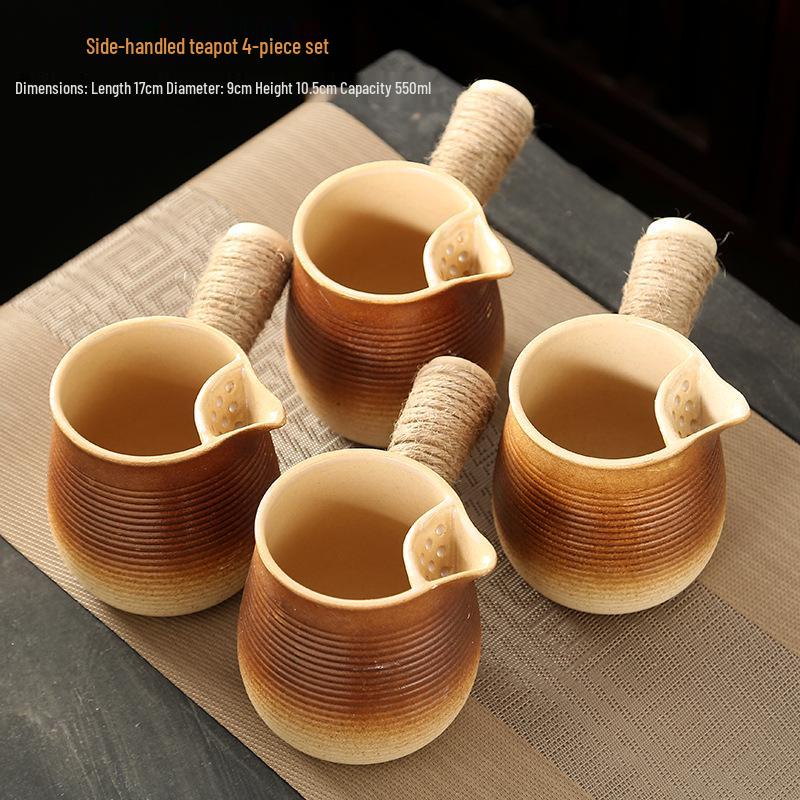 Fire-friendly Ceramic Tea Pot Set: Heat-resistant, perfect for roasting tea, boiling milk, and open flame cooking.