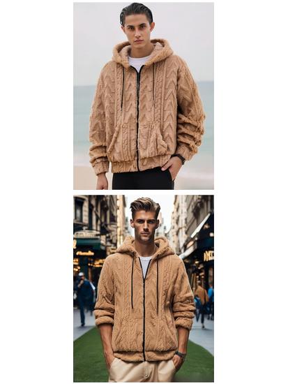 2024 Winter Double-sided Fleece Youth Hooded Sweatshirt - Men's Lambswool Pullover Jacket (Thickened)