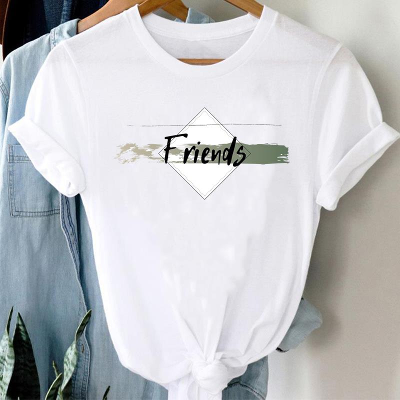 (Asian Size)  Clothing Tee  Sweet Flower Letter 90s Print Lady T Shirt Fashion Women Casual Top Short Sleeve Female Graphic T-shirts