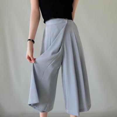 New Arrivals Open Run Women Pleated Wrap Skirt Pants 7 8
