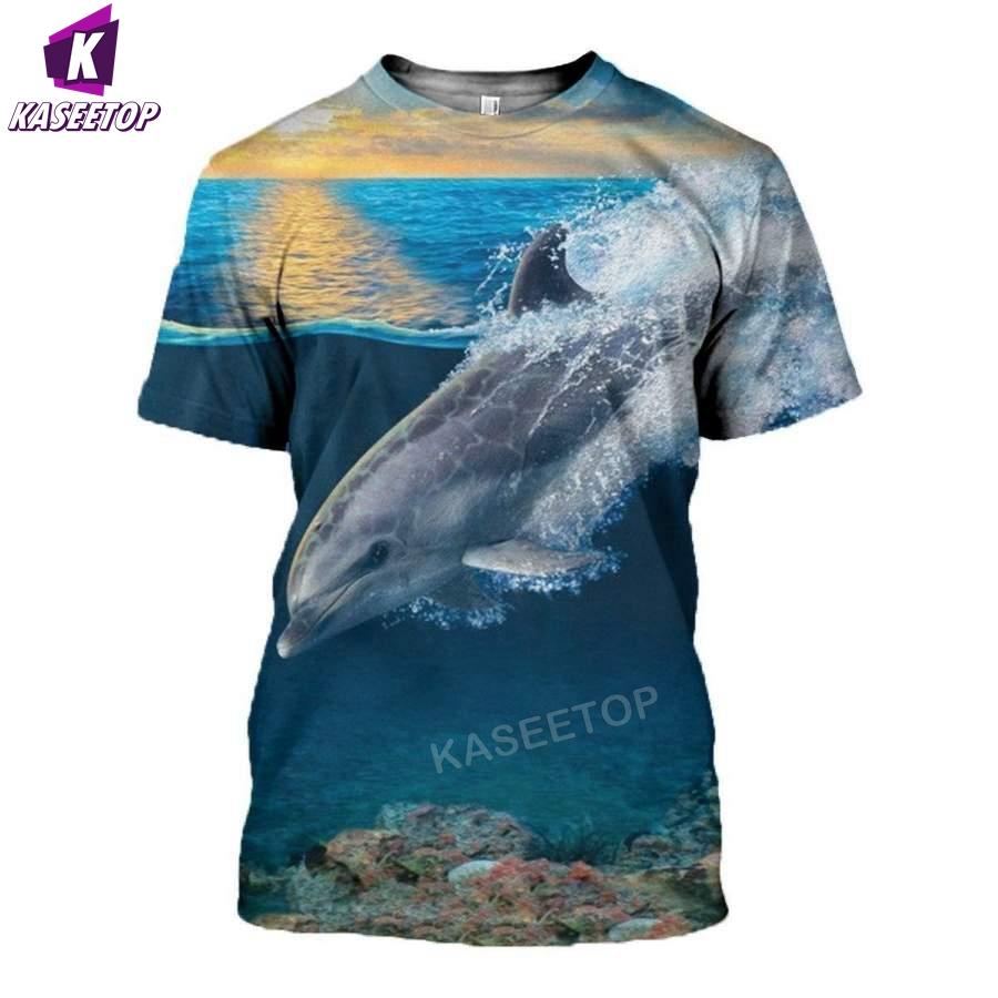 Fashion Men's T-Shirt Summer Animal Dolphin Short Sleeve 3D Printed Top T Shirt Man Oversized Clothing Sport Pullover Tee Shirt