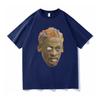 American street style Black head print short-sleeve T-shirt for men and women, loose street hip-hop rapper top
