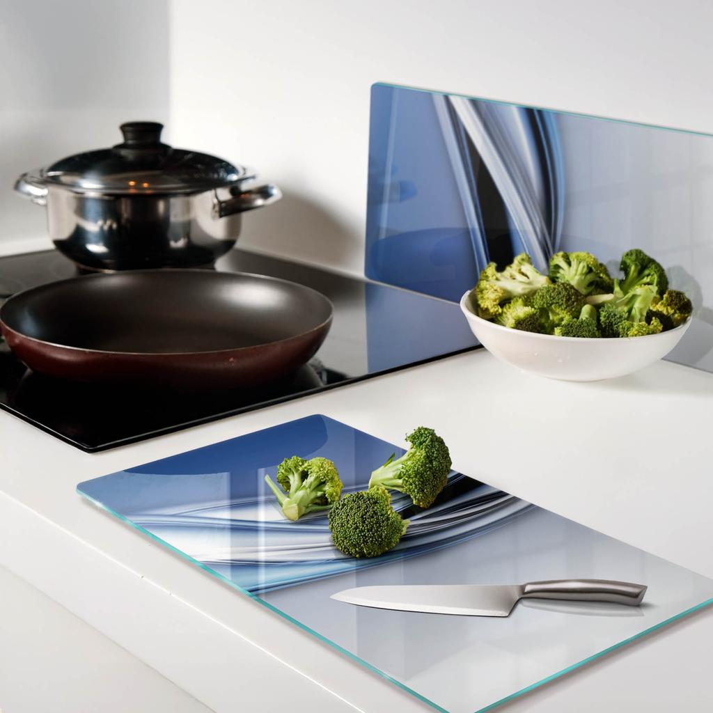 Stylish and Durable Glass Boards with Abstract Wave Print 2X30X52 Cm