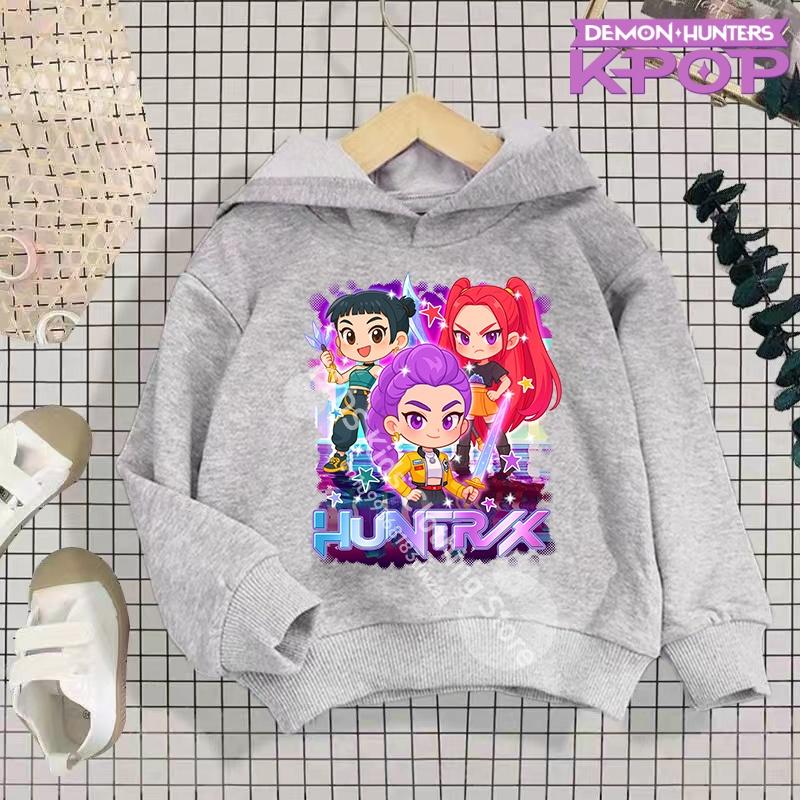 Kids 2025 Brand New KPop Demon Hunter Cute Fashion Print Top Hoodie Sweatshirt Fall  Girls Cartoon Y2K Warm Pop Baggy Hoodie