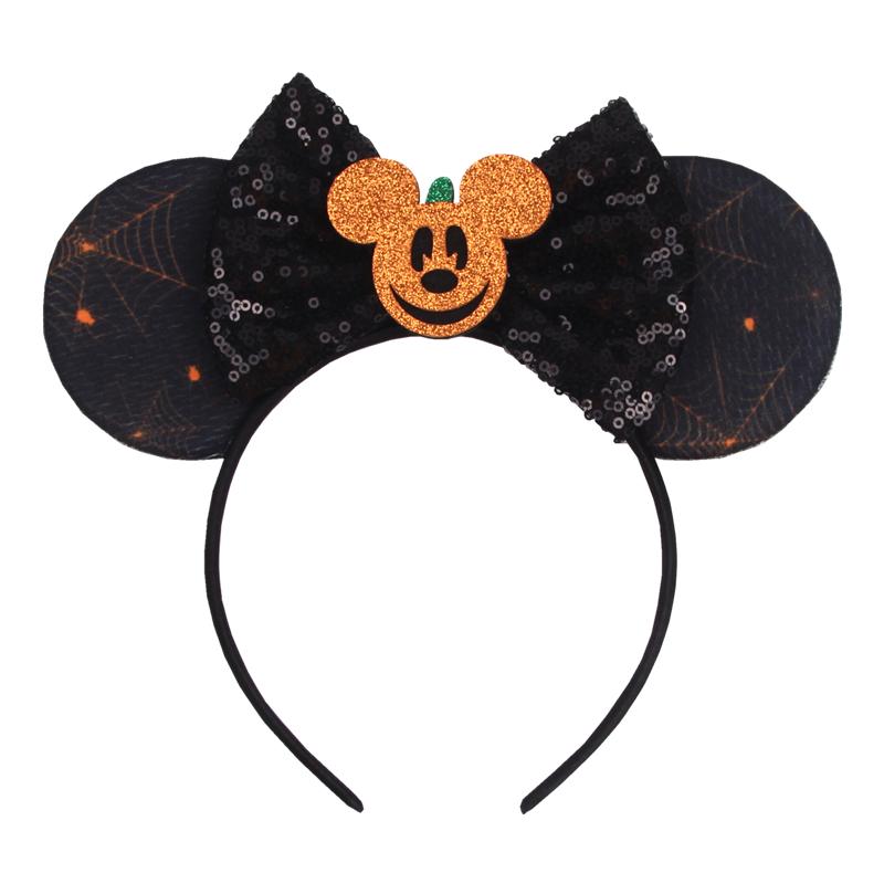 Halloween Mouse Ears Headband Sequins Bow Hairband For Women Featival Party DIY Hair Accessories Boutique