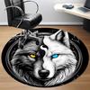 1pc Wolf YinYang Office Round Area Rug, Under Office Chairs Bedroom Living Room Home Decor, Room Deco, Available in Various Sizes