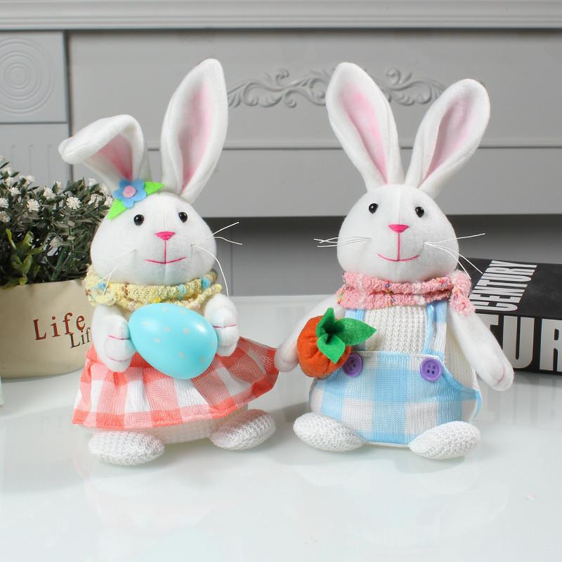 Rabbit Standing Plush Toy Cartoon Shaped Radiant Carrot Egg Decoration Easter