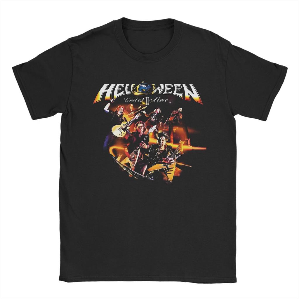 Novelty Heavy Metal Helloween Band T-Shirt Men Crew Neck Cotton T Shirt German Power Rock Short Sleeve Tees Unique Merchandise