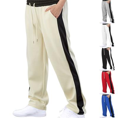 Pantaloni casual da uomo con coulisse, tutti traspiranti, da uomo, con coulisse, primavera e autunno, vintage, patchwork, nuovi pantaloni larghi e dritti con coulisse da uomo