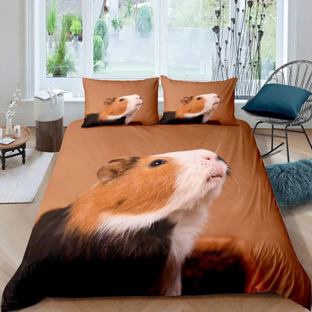 Guinea Pig Duvet Cover Set Cute Cavy Pattern Bedding Set Animal Quilt Cover For Boys Girls Garden Nature Polyester Bedding Set