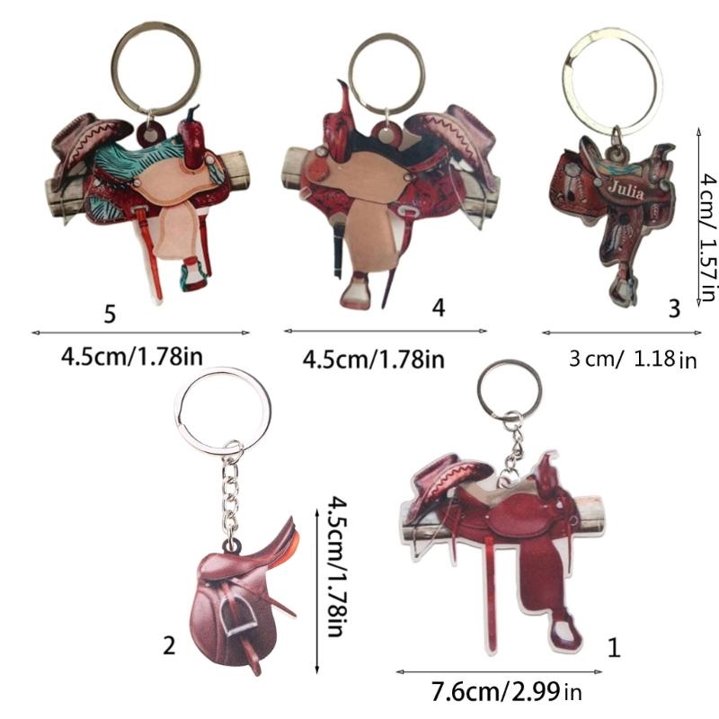 Colorful Saddles Pendant Keychain Acrylic Key Rings Accessory Handmade Keyring Bag Decoration Unique Gifts for Women
