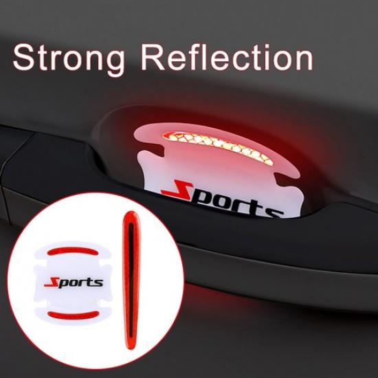 8pcs Car Door Handle Bowl Protective Reflective Sticker Warning Strips Decals