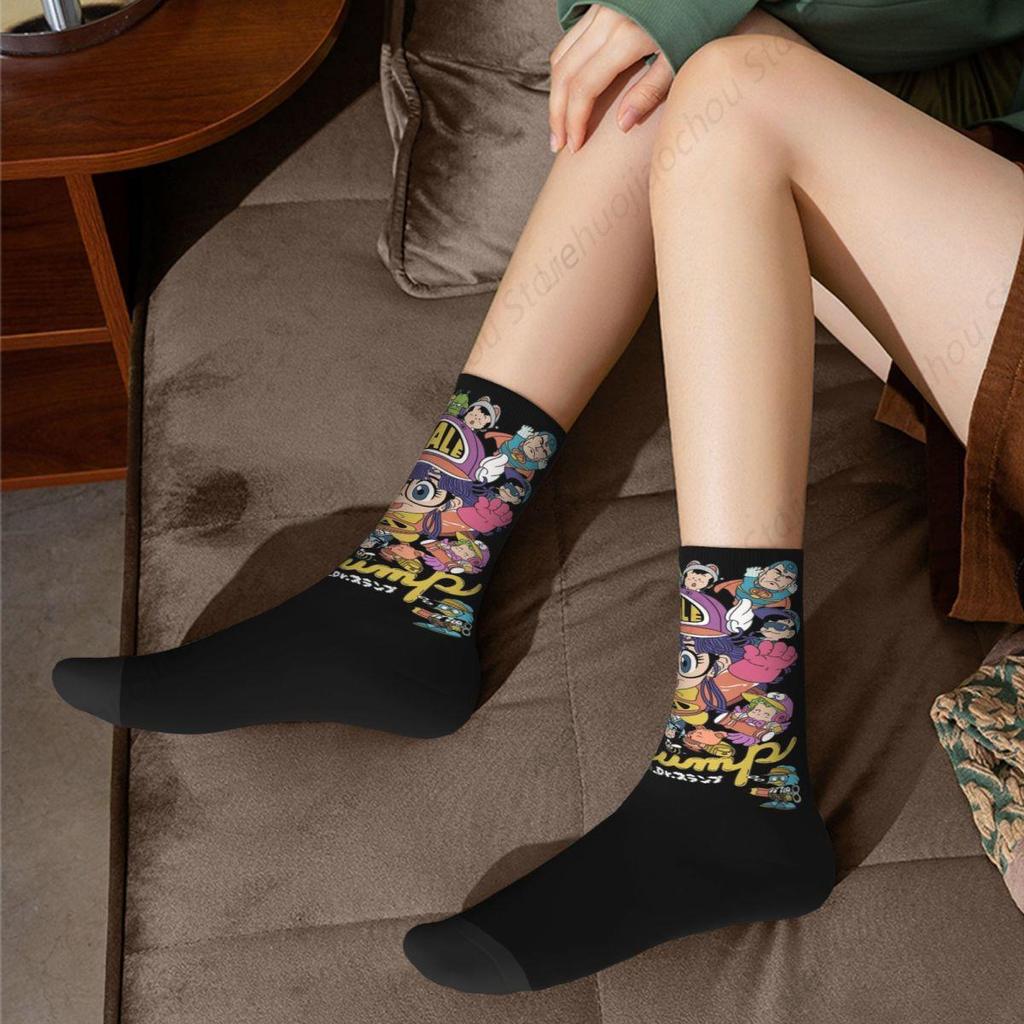 Casual Arale Anime Cute Soccer Socks Dr Slump Polyester Long Socks for Women Men