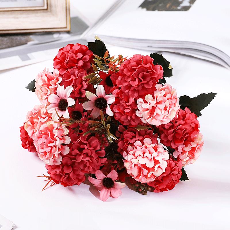 15 flower head artificial flower silk hydrangea white wedding small bouquet fake flower party DIY decoration
