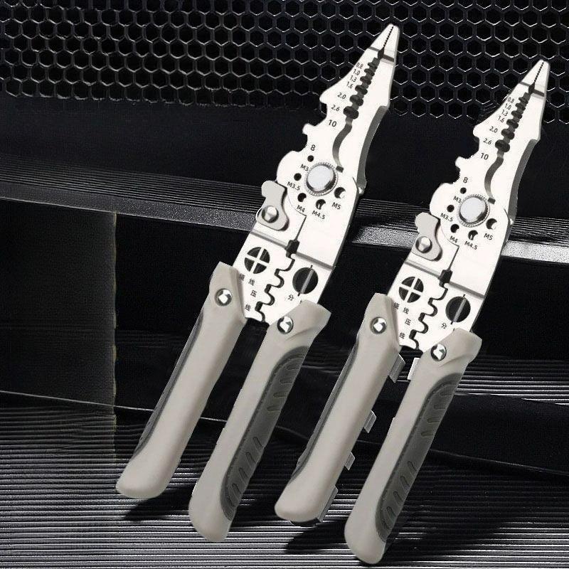 Stainless Steel Wire Strippers, Multi-functional Cable Crimping, Splitting, Peeling Pliers, Wire Cutters, Peeling Pliers
