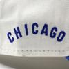 New Era 9TWENTY Strapback Chicago Cubs MLB Classic Sidescript Strapback Cap In Low Cream. Profile.