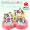 Pet Bowls, Plastic Cartoon Frogs, Double Bowls, Pet Stainless Steel Bowls, Pet Feeders, Cat Bowls, Dog Basins, Pet Supplies