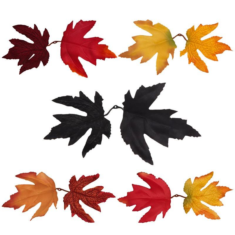 Artificial Maple Leaves Halloween Christmas Decorations Plastic Silk Fabric Faux Fall Party Table Centerpiece