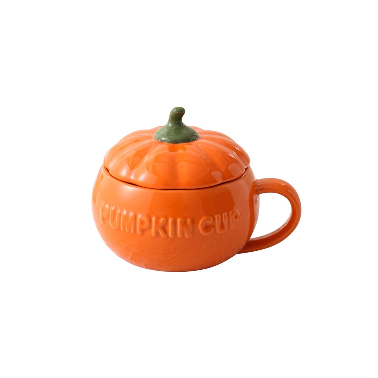 

Милая кружка-тыква, керамическая кружка, кружка для молока, супа, завтрака, оригинальная, персонализированная, мультяшная кружка с крышкой One Size