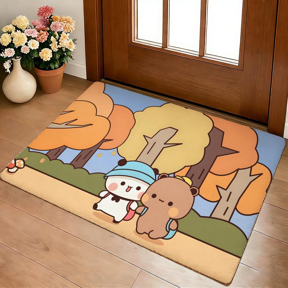 Bubu and Dudu Cute Floor Mat Cozy Flannel Soft Thick Non-Slip Mat for Living Room Bedroom Kitchen Decor Rugs