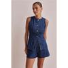 European and American Fashion Sleeve Waist Hugging High Waist Loose Demin Shorts Set Women Loose Top Shorts Set