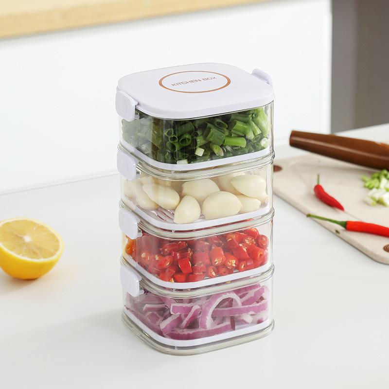 Scallion Fresh-keeping Box, Kitchen Onion and Ginger Storage Fresh-keeping Box Can Be Stacked, Food Sealing Box, Storage Box, Refrigerator Storage Box