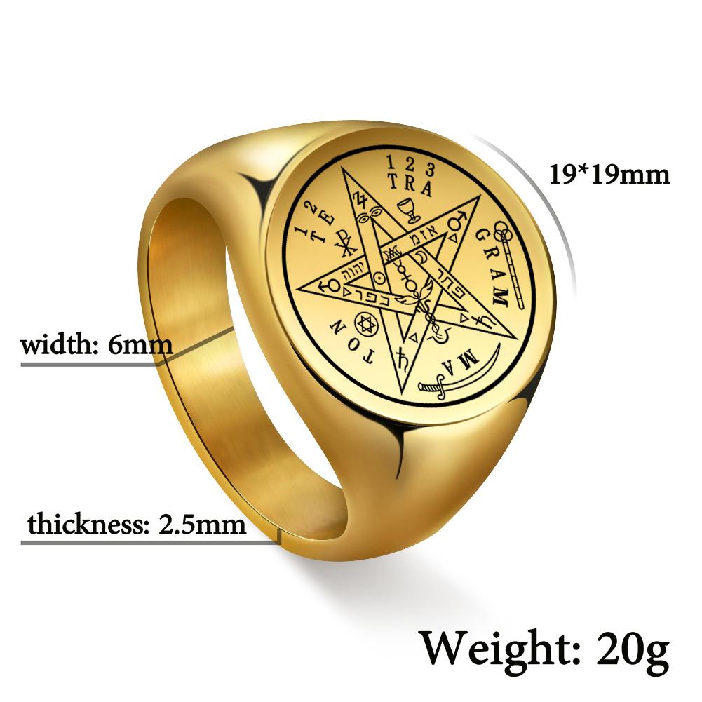 Dreamtimes Vintage Viking Five-pointed Star Rings Wahyeh Magical Blessed Pentagram of Solomon Amulet Talisman Men's Ring Jewelry