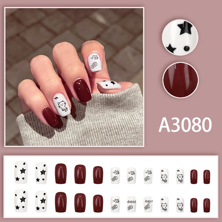 Autumn/Winter Playful Cat Nail Stickers - 24 Pack