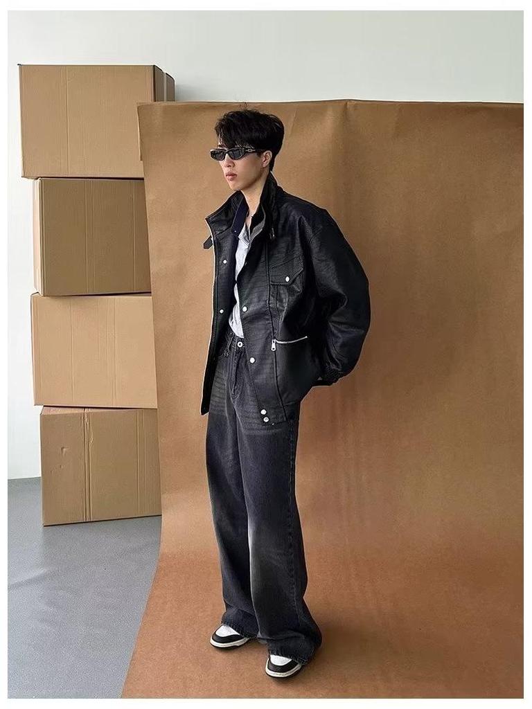 2025 Four Seasons Retro Hong Kong Style Distressed Wide-Leg Floor-Length Jeans