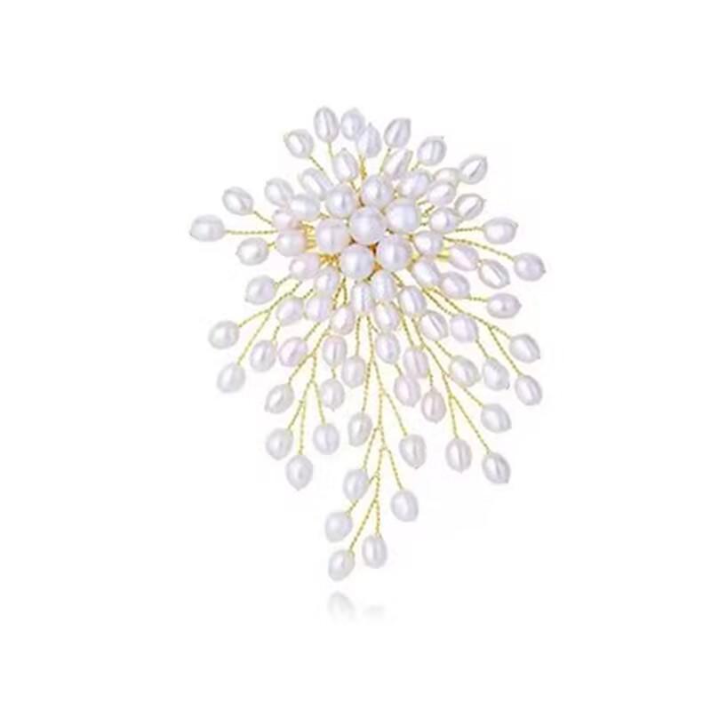 Women's Handmade Pearl Fireworks Brooch: Versatile High-End Corsage Pin for Suit Jackets