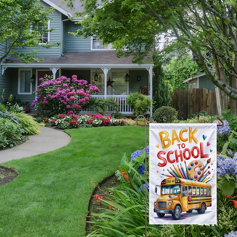 1pc Back To School School Bus Garden Flag - 30.48x45.72 Cm, Outdoor Yard Decor