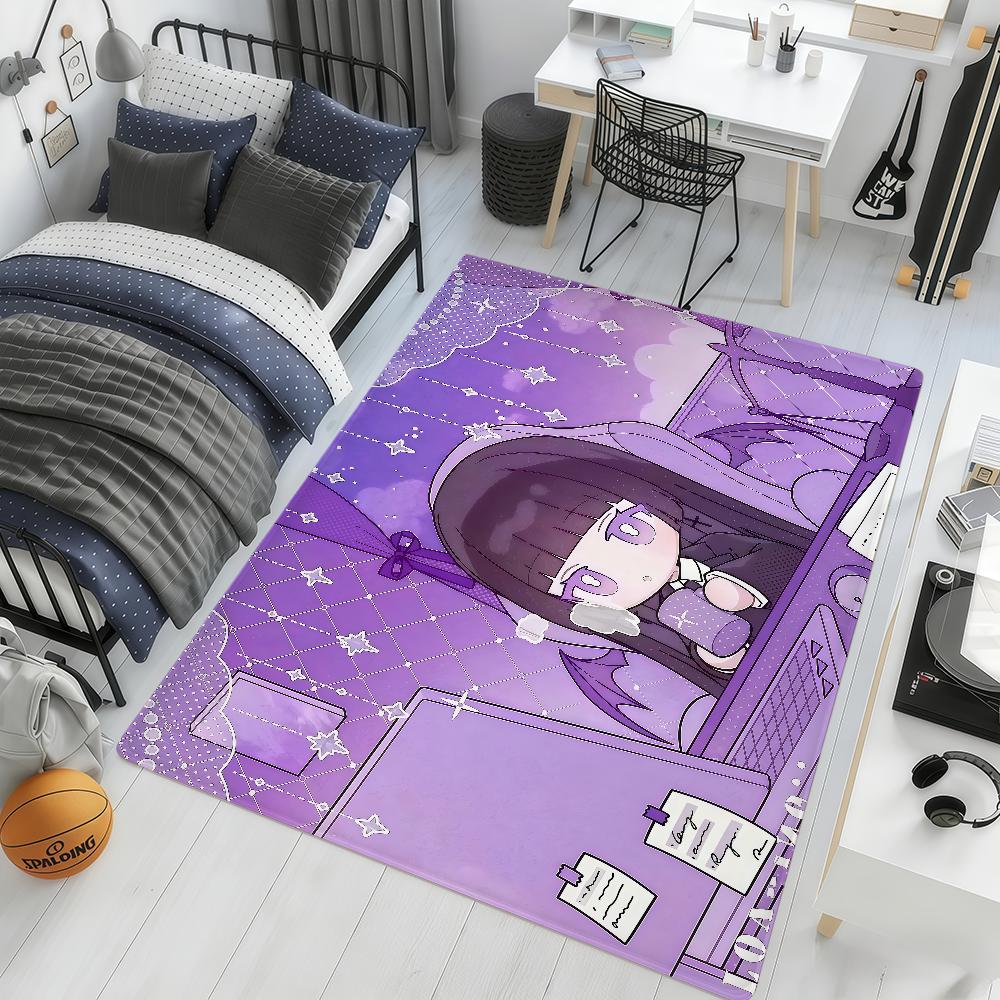 Cute y2k art pink purple anime girl hogar Bedside Rug Kitchen Bath Floor Mat Hallway Balcony Carpet Entrance Doormat Decor Home