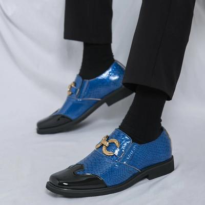 Mocassini da Uomo a Punta Quadrata Eleganti con Decorazione Metallica Scarpe Casual da Business Festa Matrimonio Taglia Grande Comode Slip-On Scarpe Eleganti da Uomo