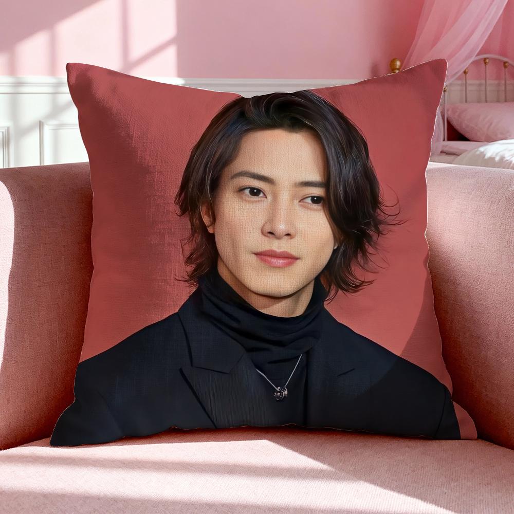 Celebrity T-Tomohisa Yamashita Cushion Cover Breathable Linen Pillowcase Summer Odorless Eco-Friendly Invisible Zipper Washable