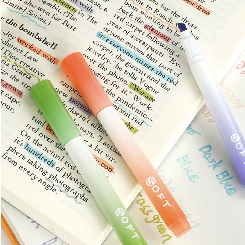 12 Colors Chisel Tip Markers Soft Gradient Light Colors Eye-Protection Markers for Art Drawing And School Supplies