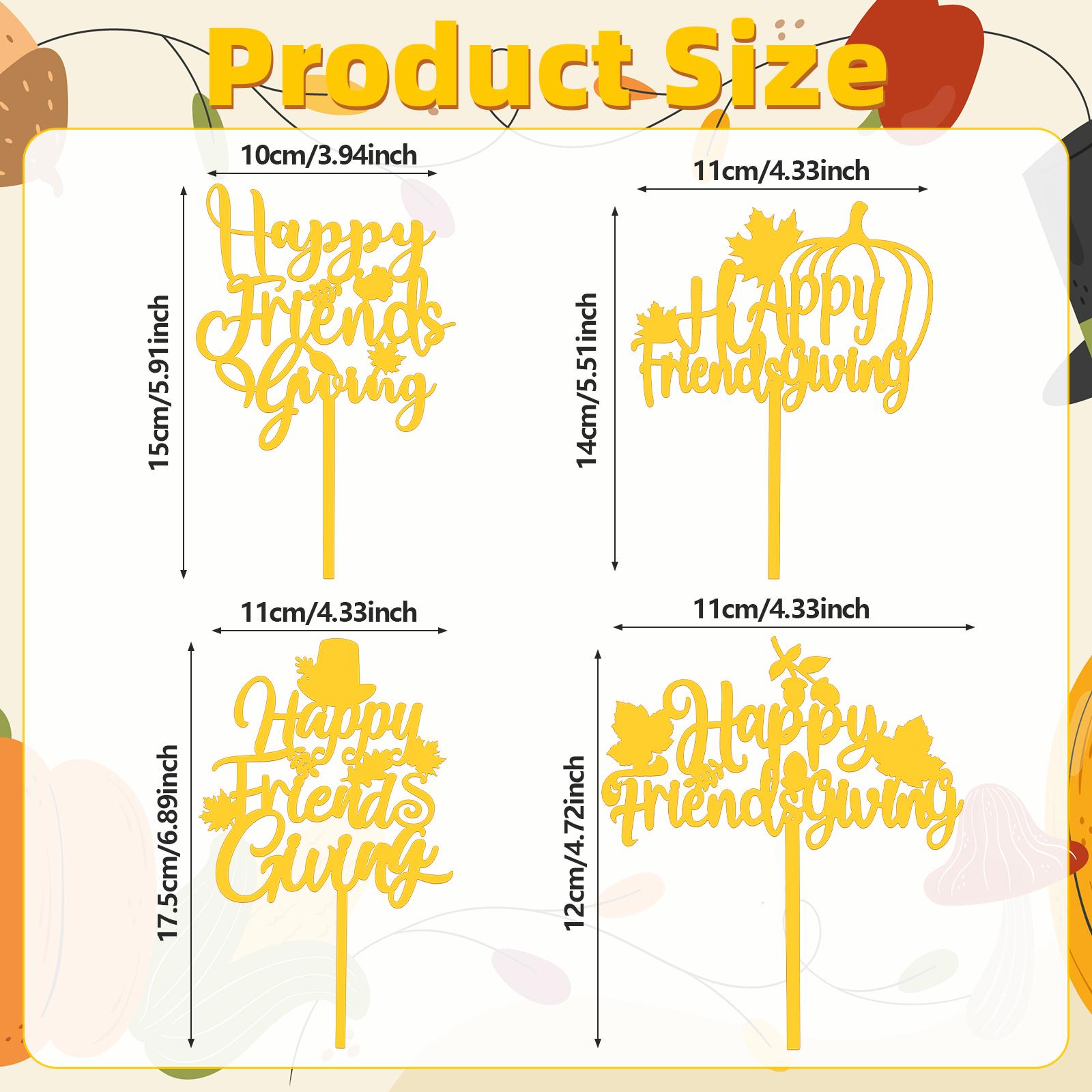 

16 Pcs Happy Friendsgiving Acrylic Cake Toppers Gold Glitter Happy Thanksgiving Cake Toppers For Happy Friendsgiving Party Favor золотий